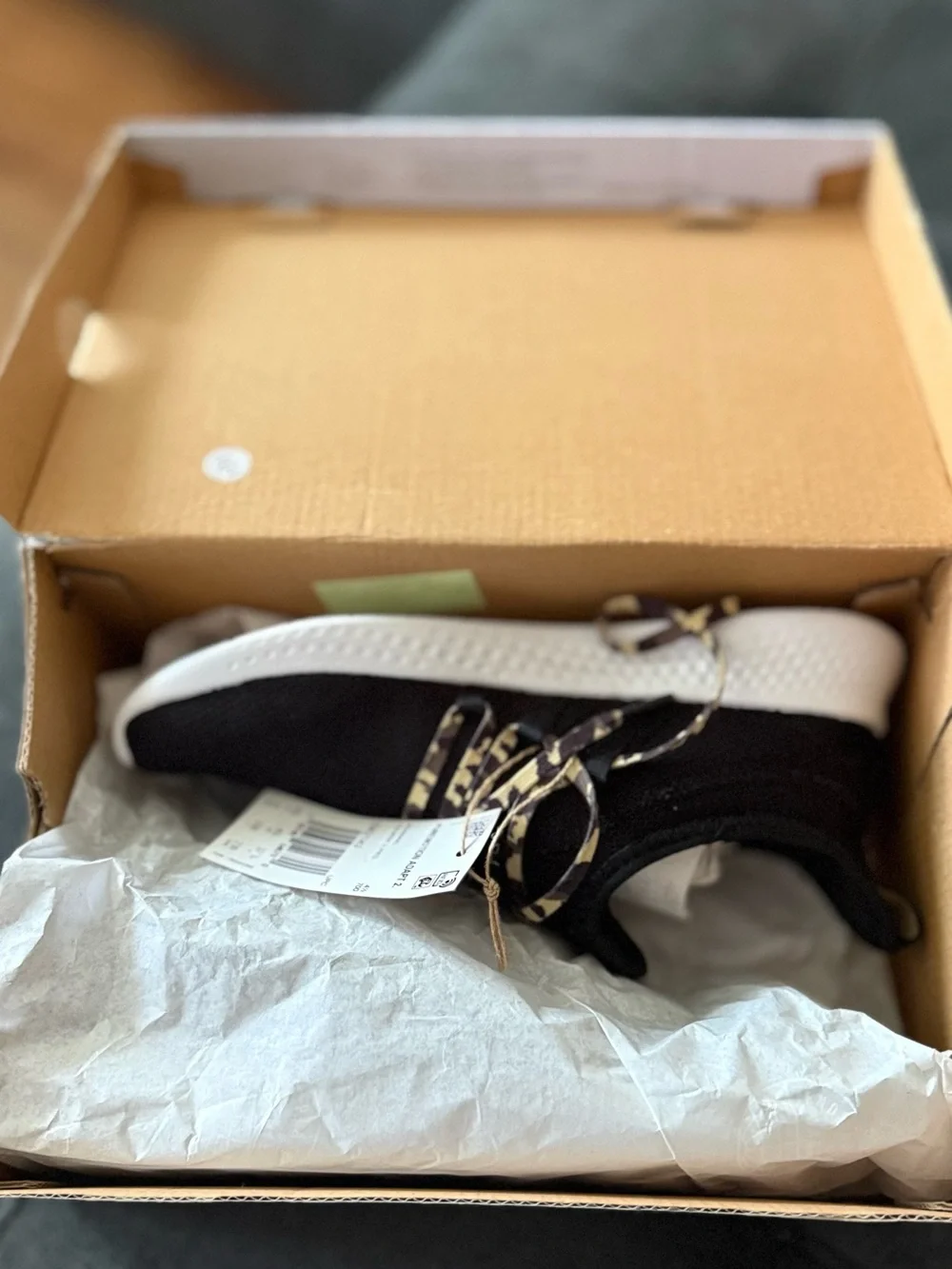 adidas Black Slip-On Sneaker with Leopard Print Laces